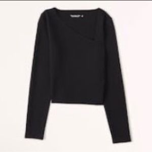 Abercrombie Long-Sleeve Asymmetrical Ponte Top Black
